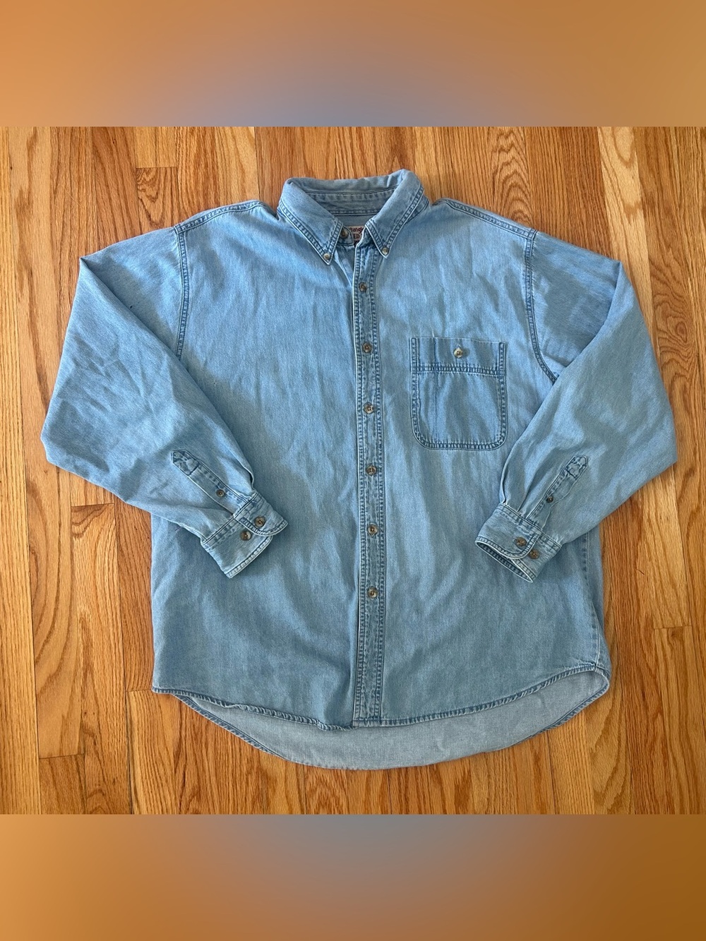 Wrangler Light Blue Denim Button-Down Shirt